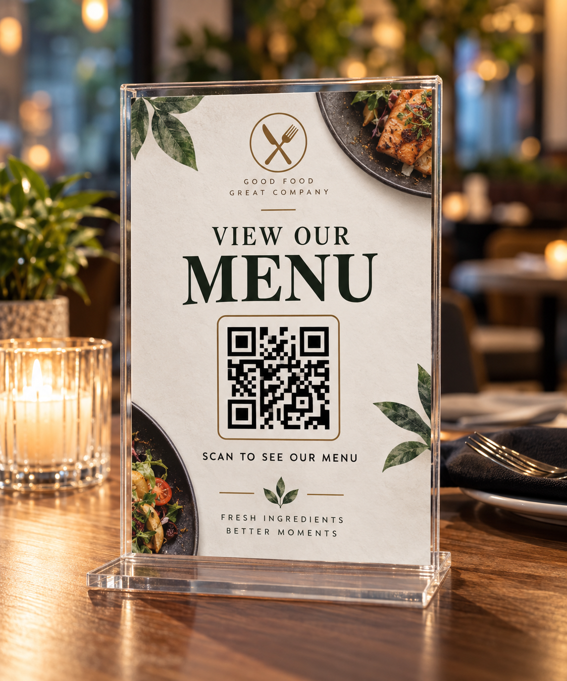 Menu QR sign